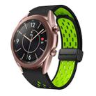 For Samsung Galaxy Watch 3 41mm Two Color Magnetic Folding Black Buckle Silicone Watch Band(Black Silver Green) - 1