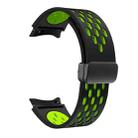 For Samsung Galaxy Watch 3 41mm Two Color Magnetic Folding Black Buckle Silicone Watch Band(Black Silver Green) - 3