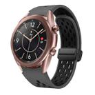 For Samsung Galaxy Watch 3 41mm Two Color Magnetic Folding Black Buckle Silicone Watch Band(Coal Black) - 1