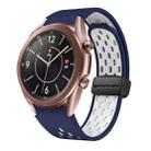 For Samsung Galaxy Watch 3 41mm Two Color Magnetic Folding Black Buckle Silicone Watch Band(Midnight Blue White) - 1