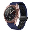 For Samsung Galaxy Watch 3 41mm Two Color Magnetic Folding Black Buckle Silicone Watch Band(Midnight Blue Black) - 1