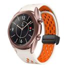 For Samsung Galaxy Watch 3 41mm Two Color Magnetic Folding Black Buckle Silicone Watch Band(Starlight Orange) - 1