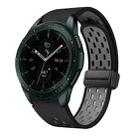 For Samsung Galaxy Watch 42mm Two Color Magnetic Folding Black Buckle Silicone Watch Band(Black Gray) - 1