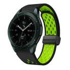 For Samsung Galaxy Watch 42mm Two Color Magnetic Folding Black Buckle Silicone Watch Band(Black Silver Green) - 1