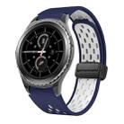 For Samsung Gear S2 Classic Two Color Magnetic Folding Black Buckle Silicone Watch Band(Midnight Blue White) - 1