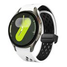 For Samsung Galaxy Watch 7 40 / 44mm Two Color Magnetic Folding Black Buckle Silicone Watch Band(White Black) - 1