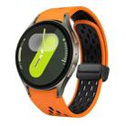 For Samsung Galaxy Watch 7 40 / 44mm Two Color Magnetic Folding Black Buckle Silicone Watch Band(Orange Black) - 1