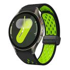 For Samsung Galaxy Watch 7 40 / 44mm Two Color Magnetic Folding Black Buckle Silicone Watch Band(Black Silver Green) - 1