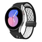 For Samsung Galaxy Watch 5 40 / 44mm Two Color Magnetic Folding Black Buckle Silicone Watch Band(Black White) - 1