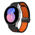 For Samsung Galaxy Watch 5 40 / 44mm Two Color Magnetic Folding Black Buckle Silicone Watch Band(Black Orange) - 1