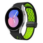 For Samsung Galaxy Watch 5 40 / 44mm Two Color Magnetic Folding Black Buckle Silicone Watch Band(Black Silver Green) - 1