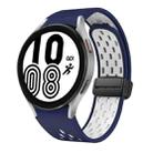 For Samsung Galaxy Watch 4 40 / 44mm Two Color Magnetic Folding Black Buckle Silicone Watch Band(Midnight Blue White) - 1