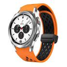 For Samsung Galaxy Watch 4 Classic 42 / 46mm Two Color Magnetic Folding Black Buckle Silicone Watch Band(Orange Black) - 1