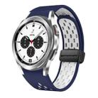 For Samsung Galaxy Watch 4 Classic 42 / 46mm Two Color Magnetic Folding Black Buckle Silicone Watch Band(Midnight Blue White) - 1