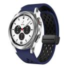 For Samsung Galaxy Watch 4 Classic 42 / 46mm Two Color Magnetic Folding Black Buckle Silicone Watch Band(Midnight Blue Black) - 1