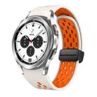 For Samsung Galaxy Watch 4 Classic 42 / 46mm Two Color Magnetic Folding Black Buckle Silicone Watch Band(Starlight Orange) - 1