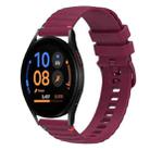 For Samsung Galaxy Watch FE 40mm Wavy Dotted Stitched 20mm Silicone Watch Band(Wine Red) - 1