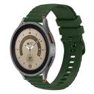 For Samsung Galaxy Watch 5 Pro 45mm Wavy Dotted Stitched 20mm Silicone Watch Band(Army Green) - 1