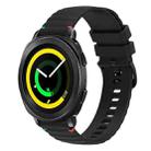 For Samsung Galaxy Gear Sport Wavy Dotted Stitched 20mm Silicone Watch Band(Black) - 1