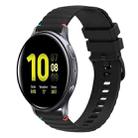 For Samsung Galaxy Watch Active 2 Wavy Dotted Stitched 20mm Silicone Watch Band(Black) - 1