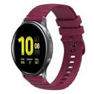 For Samsung Galaxy Watch Active 2 Wavy Dotted Stitched 20mm Silicone Watch Band(Wine Red) - 1