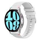 For Samsung Galaxy Watch 6 40 / 44mm Wavy Dotted Stitched 20mm Silicone Watch Band(White) - 1