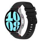 For Samsung Galaxy Watch 6 40 / 44mm Wavy Dotted Stitched 20mm Silicone Watch Band(Black) - 1