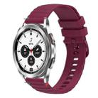 For Samsung Galaxy Watch 4 Classic 42 / 46mm Wavy Dotted Stitched 20mm Silicone Watch Band(Wine Red) - 1