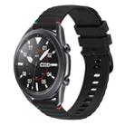 For Samsung Galaxy Watch 3 45mm Wavy Dotted Stitched 22mm Silicone Watch Band(Black) - 1