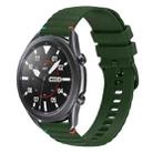 For Samsung Galaxy Watch 3 45mm Wavy Dotted Stitched 22mm Silicone Watch Band(Army Green) - 1