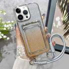 For iPhone 15 Pro Max Plating Gradient Glitter TPU Phone Case with Card Slot & Strap(Silver) - 1