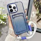 For iPhone 15 Pro Max Plating Gradient Glitter TPU Phone Case with Card Slot & Strap(Blue) - 1