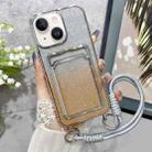 For iPhone 15 Plus Plating Gradient Glitter TPU Phone Case with Card Slot & Strap(Silver) - 1