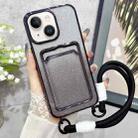 For iPhone 13 / 14 Plating Gradient Glitter TPU Phone Case with Card Slot & Strap(Black) - 1