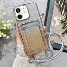 For iPhone 12/12 Pro Plating Gradient Glitter TPU Phone Case with Card Slot & Strap(Silver) - 1