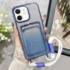 For iPhone 12/12 Pro Plating Gradient Glitter TPU Phone Case with Card Slot & Strap(Blue) - 1