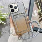 For iPhone 11 Pro Max Plating Gradient Glitter TPU Phone Case with Card Slot & Strap(Silver) - 1