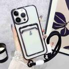 For iPhone 15 Pro Plating Clear TPU Phone Case with Card Slot & Strap(Black) - 1