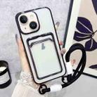 For iPhone 15 Plus Plating Clear TPU Phone Case with Card Slot & Strap(Black) - 1