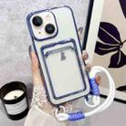 For iPhone 15 Plus Plating Clear TPU Phone Case with Card Slot & Strap(Blue) - 1