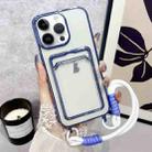 For iPhone 14 Pro Plating Clear TPU Phone Case with Card Slot & Strap(Blue) - 1