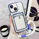 For iPhone 13 / 14 Plating Clear TPU Phone Case with Card Slot & Strap(Blue) - 1