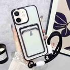 For iPhone 12 / 12 Pro Plating Clear TPU Phone Case with Card Slot & Strap(Black) - 1