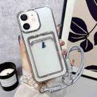 For iPhone 11 Plating Clear TPU Phone Case with Card Slot & Strap(Silver) - 1