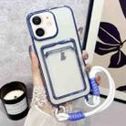 For iPhone 11 Plating Clear TPU Phone Case with Card Slot & Strap(Blue) - 1