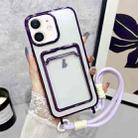 For iPhone 11 Plating Clear TPU Phone Case with Card Slot & Strap(Purple) - 1