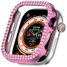 For Apple Watch Series 10 42mm Dual-Row Diamond Plating PC Hollow Watch Case(Pink) - 1