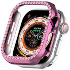 For Apple Watch Series 10 46mm Single-Row Diamond Plated PC Hollow Watch Case(Pink) - 1