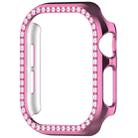 For Apple Watch Series 10 46mm Single-Row Diamond Plated PC Hollow Watch Case(Pink) - 2