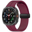 For Samsung Galaxy Watch Ultra 47mm Groove Style Folding Magnetic Buckle Silicone Watch Band(Wine Red) - 1